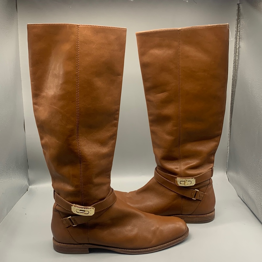 COACH Christine Knee High Riding Camel Leather Boots Size 10B